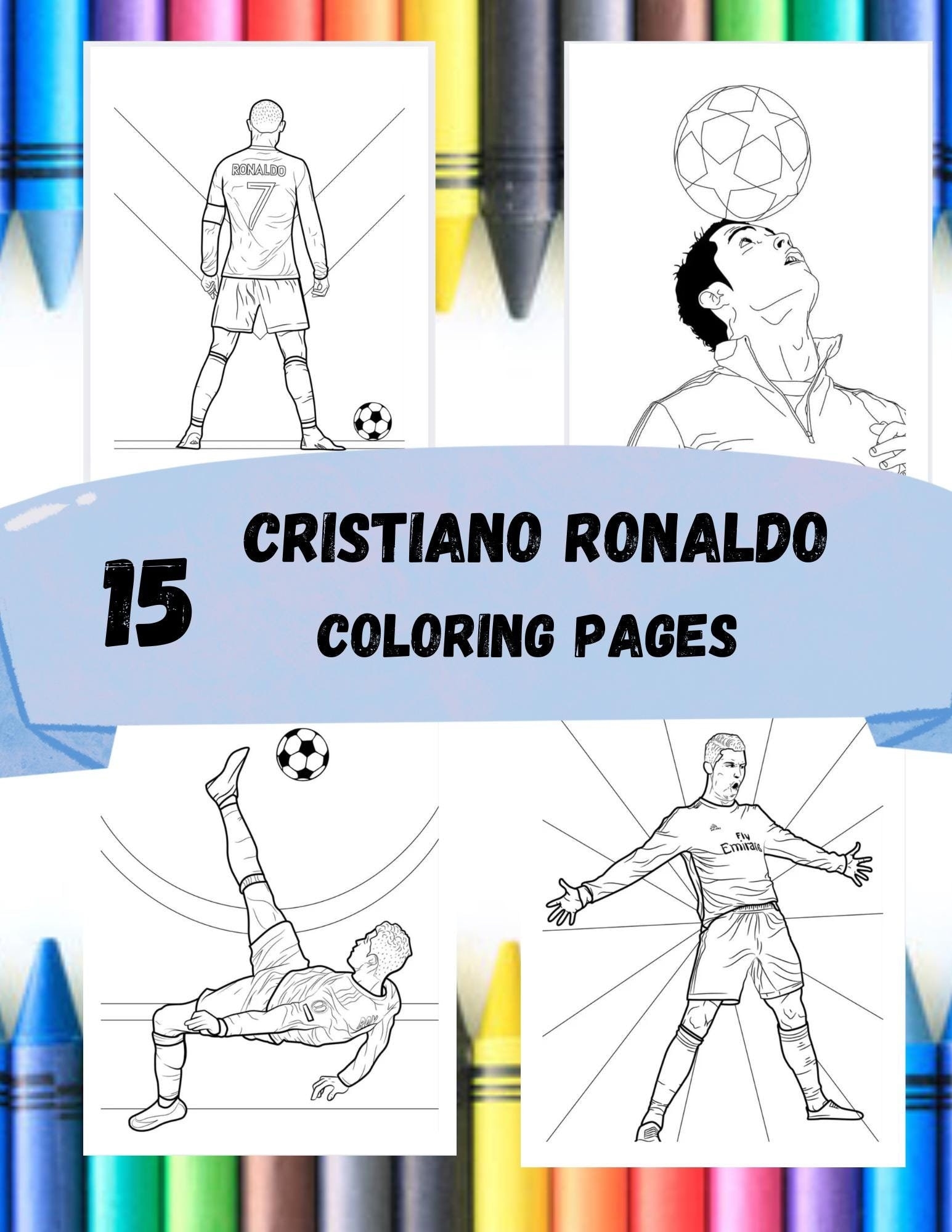 15 Cristiano Ronaldo Coloring Pages Soccer Coloring Book For Kids Perfect For Soccer themed Parties activities and Games instant Download Etsy