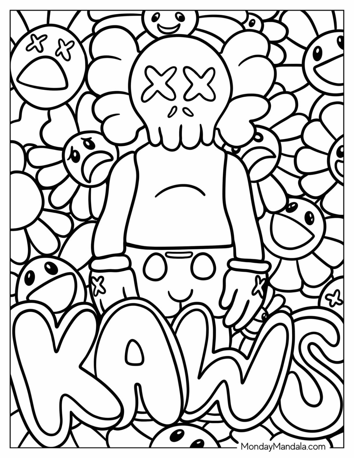 kaws coloring pages