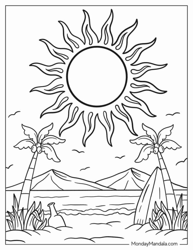 coloring pages sunset
