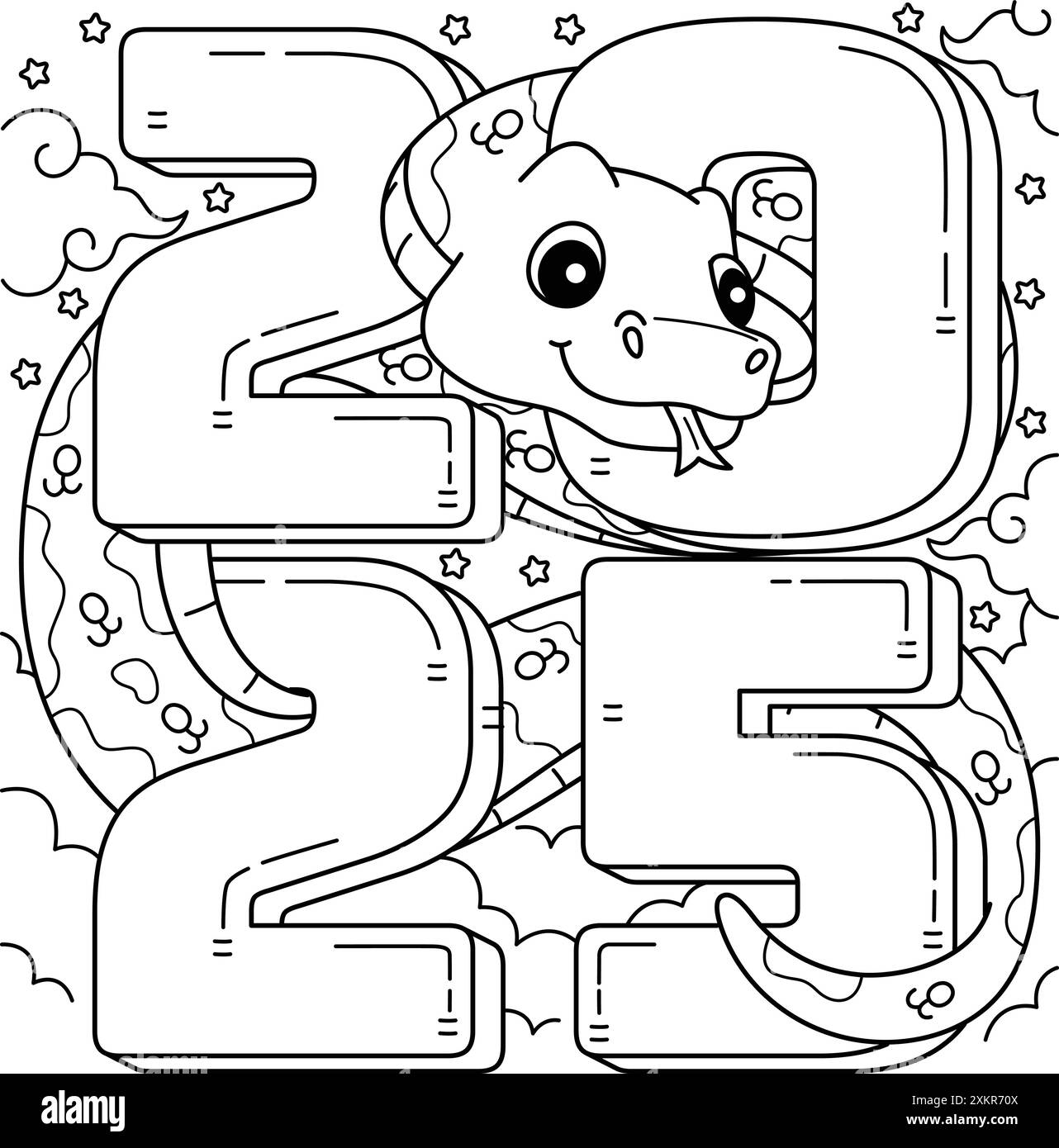 2025 Year Of The Snake Coloring Page For Kids Stock Vector Image Art Alamy