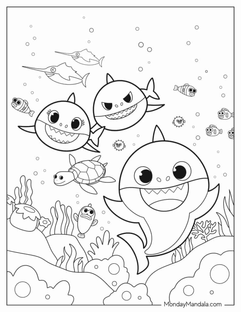 24 Baby Shark Coloring Pages Free PDF Printables 