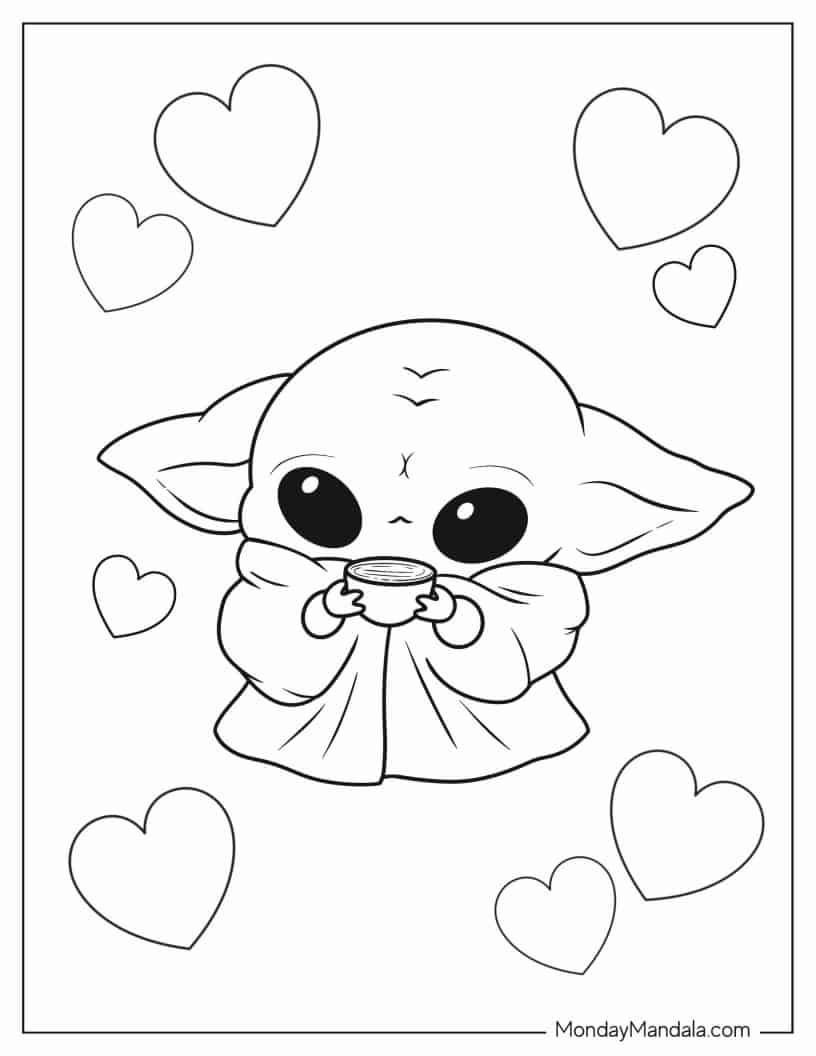 24 Baby Yoda Coloring Pages Free PDF Printables 