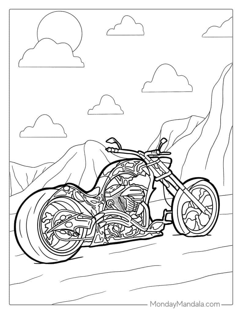 24 Motorcycle Coloring Pages Free PDF Printables 