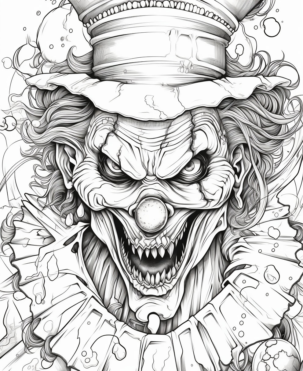25 Pages Halloween SCARY Clowns Adult Coloring Pages Adult Coloring Book Children s Coloring Book DIGITAL DOWNLOAD Etsy