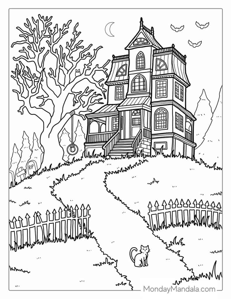 29 Haunted House Coloring Pages Free PDF Printables 