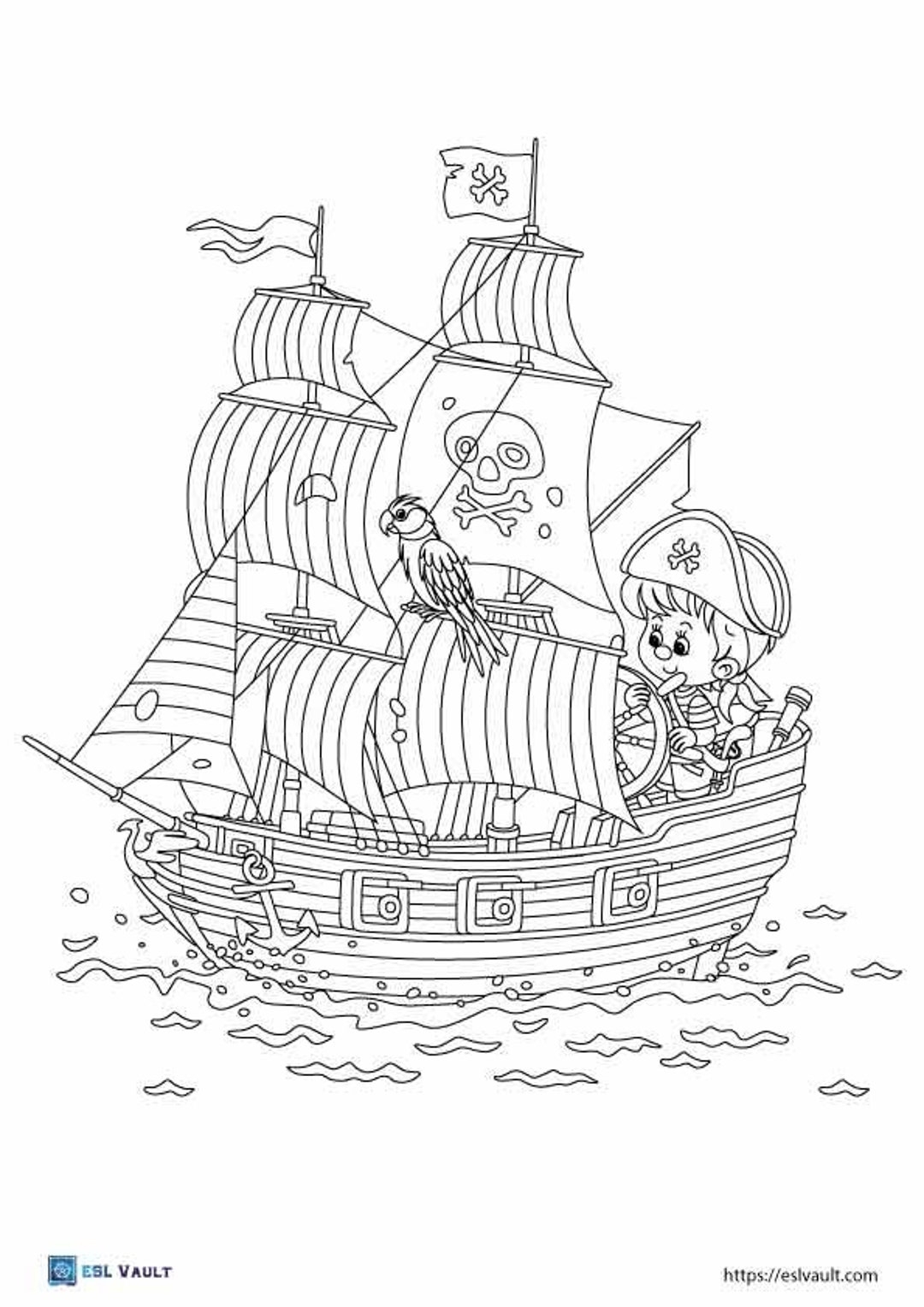 3 Pirate Ships Coloring Page Printable Coloring Sheet Ship Coloring Page Kids Gifts Instant Download Gifts For Kids Adult Coloring Kids Art Etsy