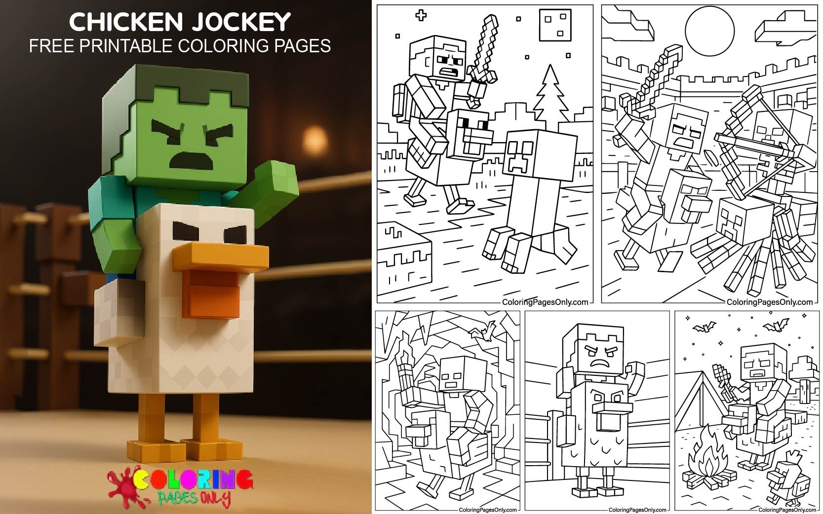 chicken jockey coloring page