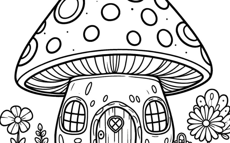 30 Mushroom House Coloring Pages Enchanted Mushroom House Bundle Cute Mushroom House Etsy