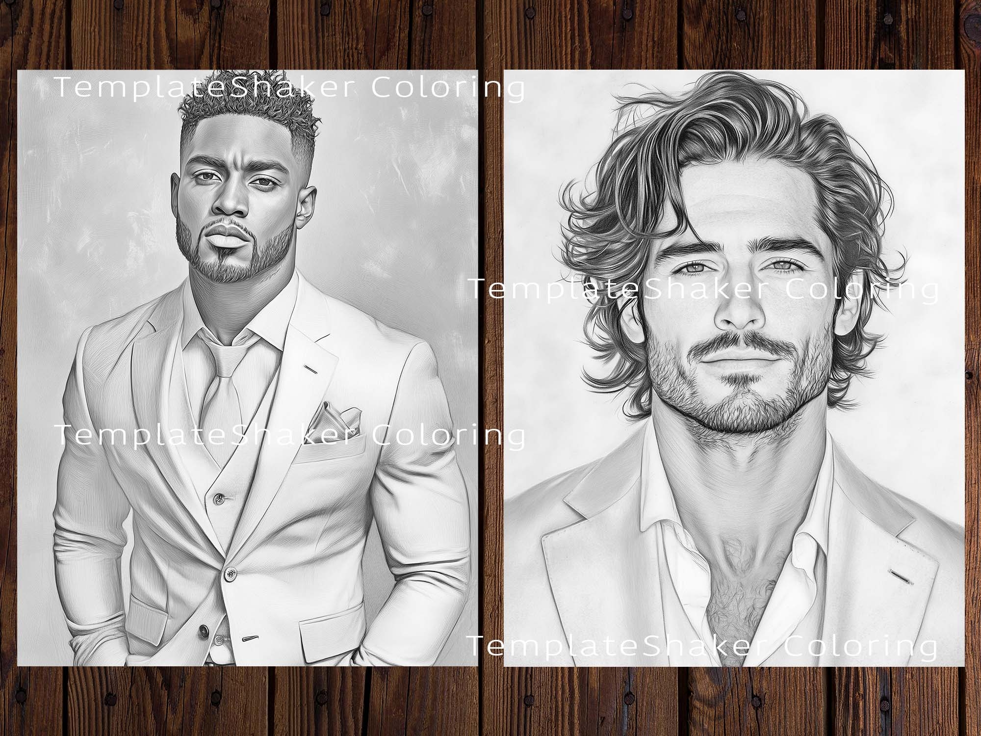 32 Elegant Men Coloring Pages Handsome Guys In Suits Grayscale Coloring Book For Adults Printable PDF Instant Download Template Shaker 32 Elegant Men Coloring Pages Handsome Guys In Suits Grayscale Coloring Book For Adults Printable PDF Instant Download Template Shaker