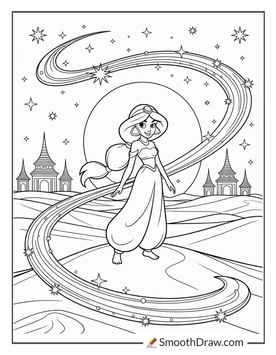 34 Jasmine Coloring Pages Smooth Draw