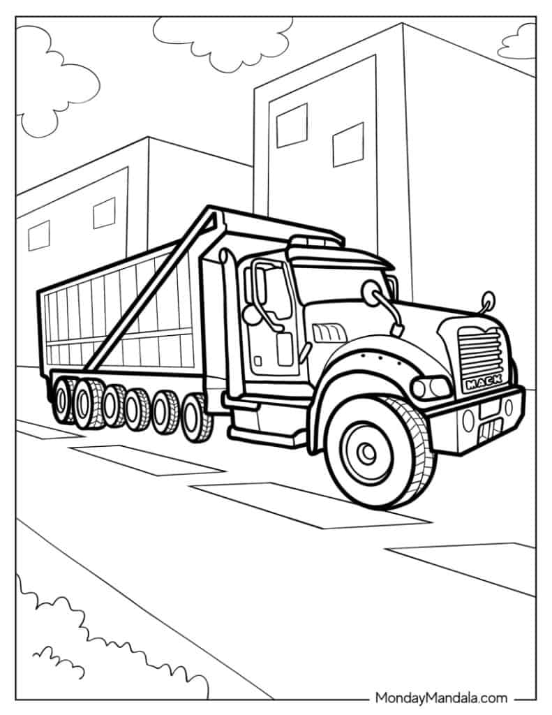 dump truck coloring page