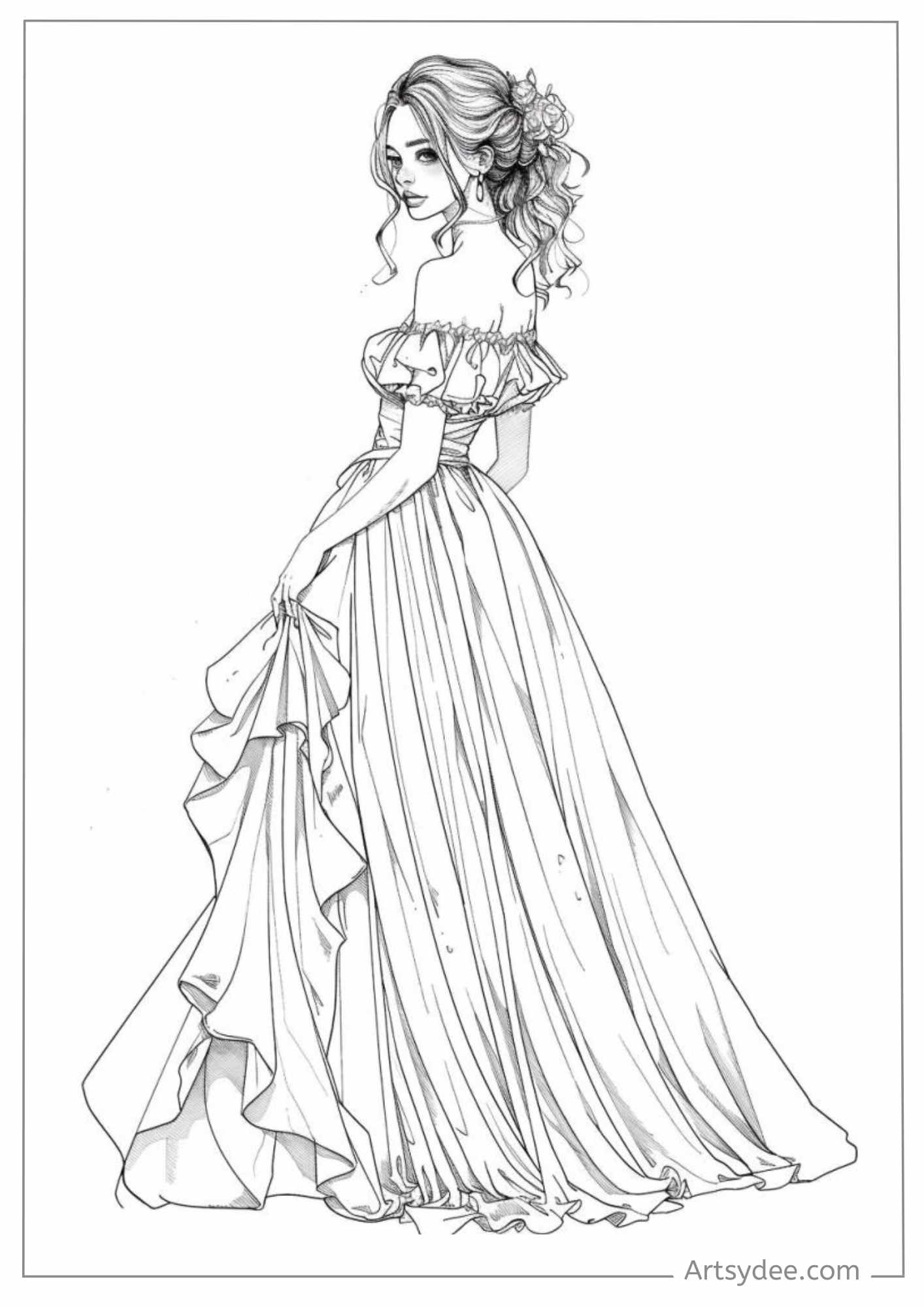 40 FREE Dress Coloring Pages Printable PDF Artsydee Drawing Painting Craft Creativity