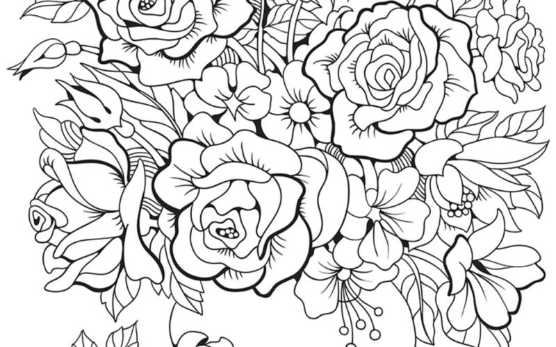 44 Flower Coloring Pages Floral Adult Coloring Pages Printable Adult Coloring Page Etsy