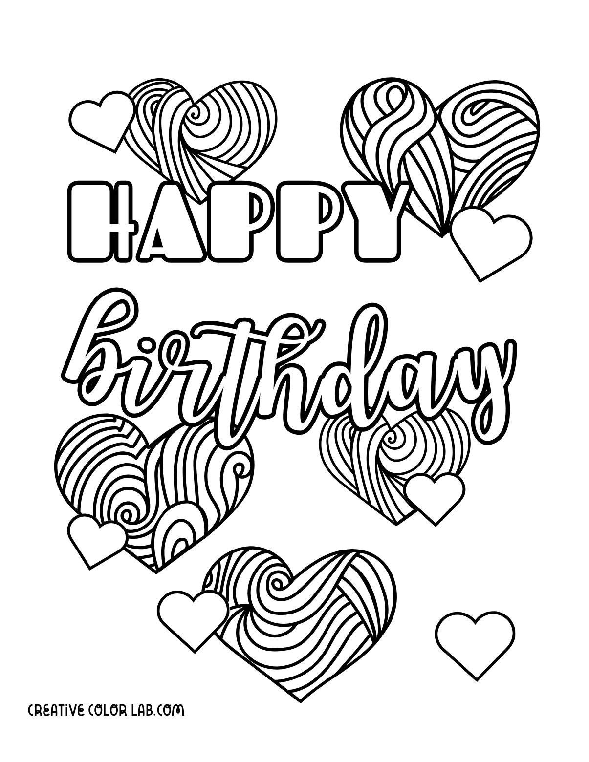 happy birthday printable coloring pages
