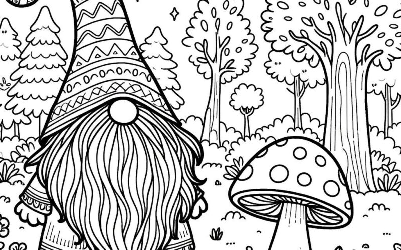 5 Gnome Coloring Pages Enchanted Gnome Coloring Page Fantasy Gnome Coloring Etsy Israel
