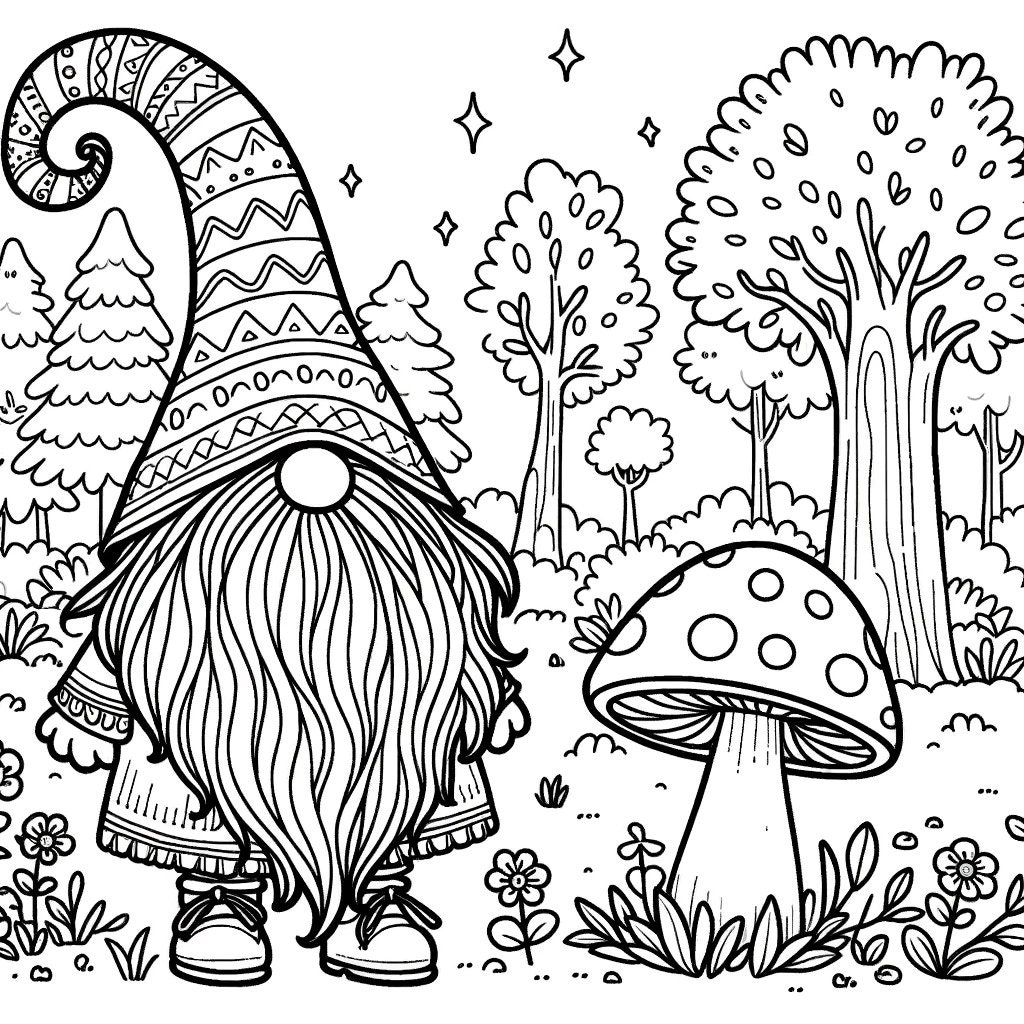 5 Gnome Coloring Pages Enchanted Gnome Coloring Page Fantasy Gnome Coloring Etsy Israel