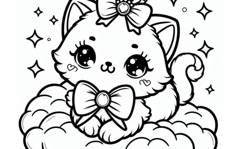 50 Kawaii Princess Kitten Coloring Pages Printable Pages Kawaii Coloring Book Printable Pages Of Princess Kitten Etsy