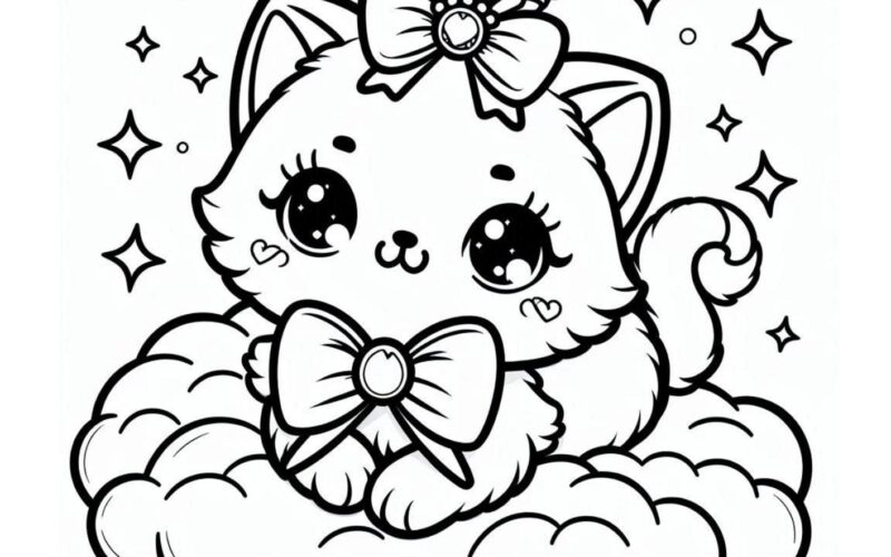 50 Kawaii Princess Kitten Coloring Pages Printable Pages Kawaii Coloring Book Printable Pages Of Princess Kitten Etsy