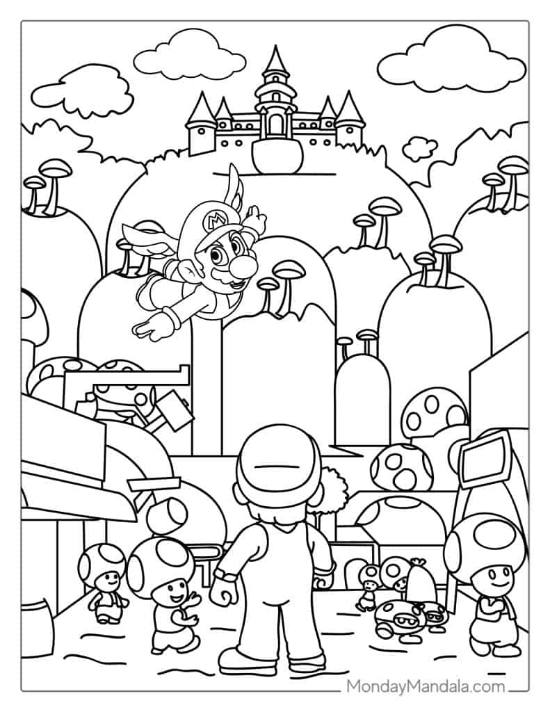 mario character coloring pages