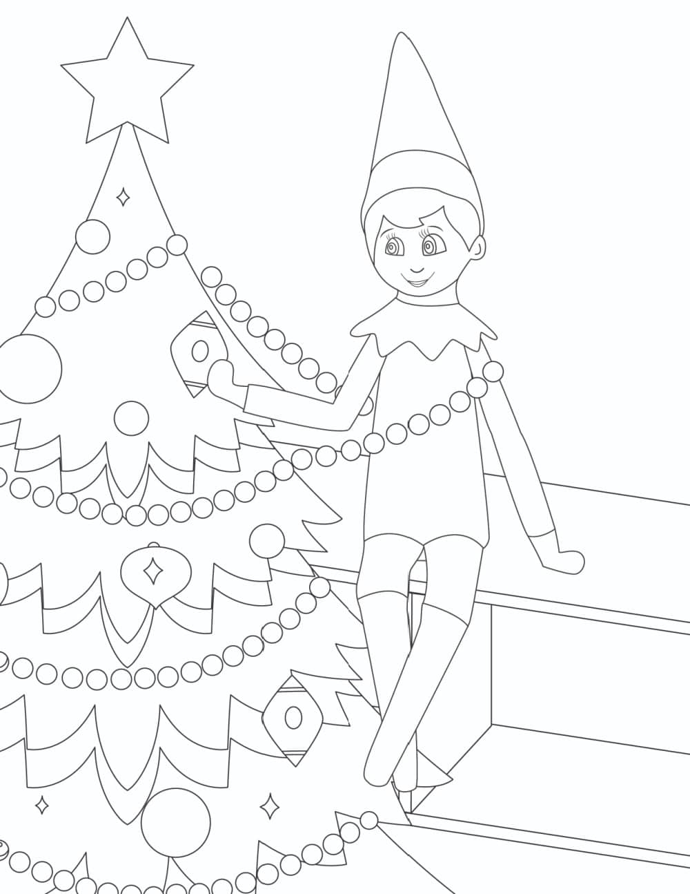 elf on the shelf coloring page