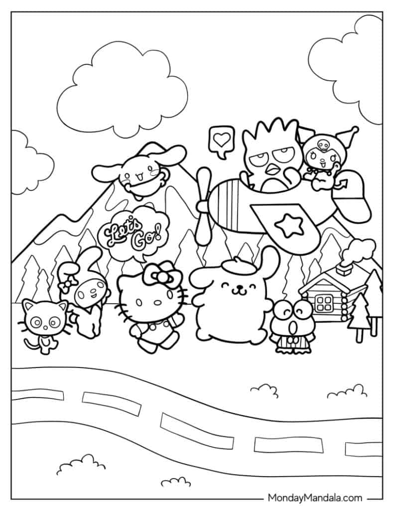 hello kitty characters coloring pages