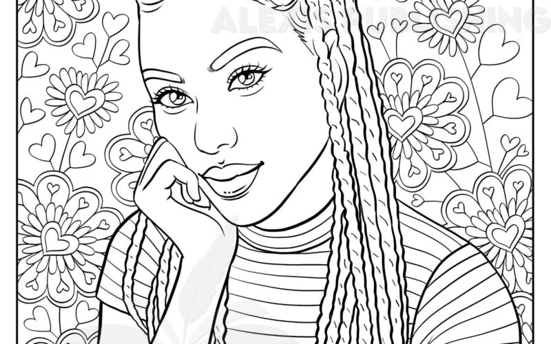 Adult Coloring Page instant Download Beautiful Black Woman Printable Etsy