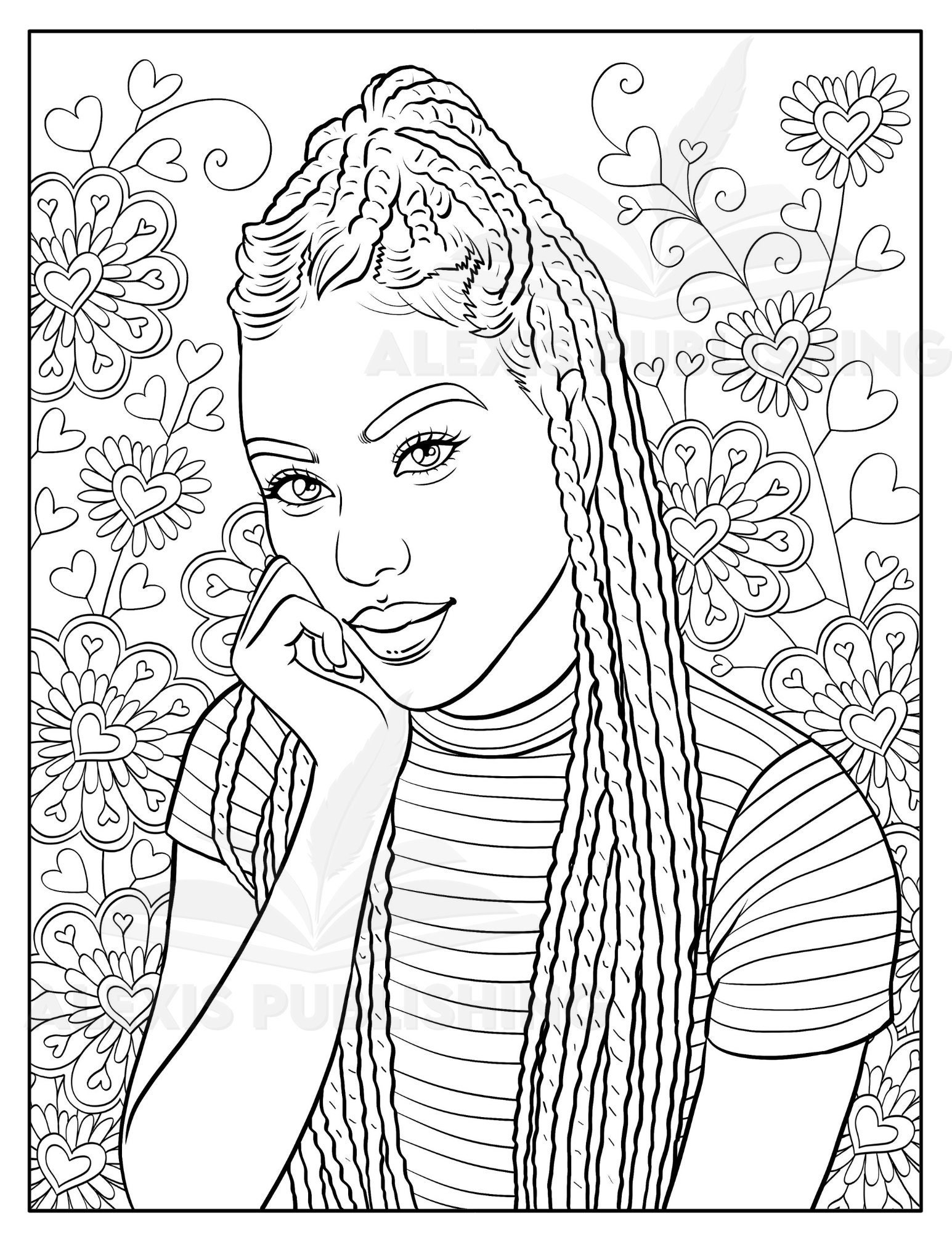 Adult Coloring Page instant Download Beautiful Black Woman Printable Etsy