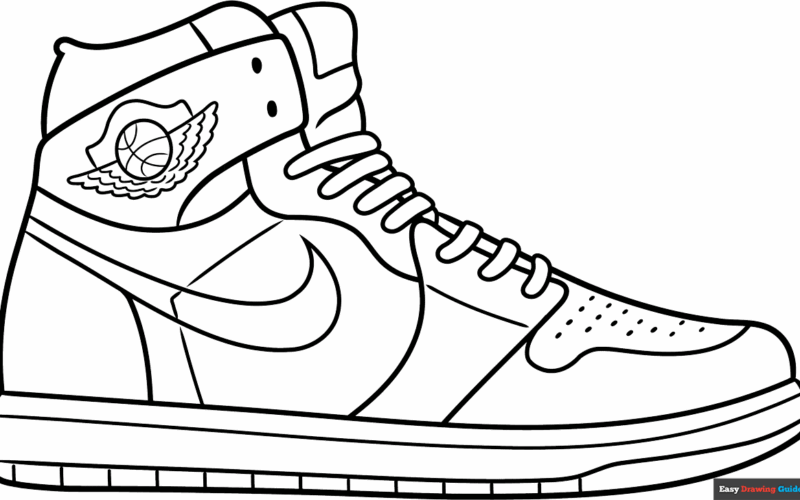 Air Jordan 1 Outline Coloring Page Easy Drawing Guides