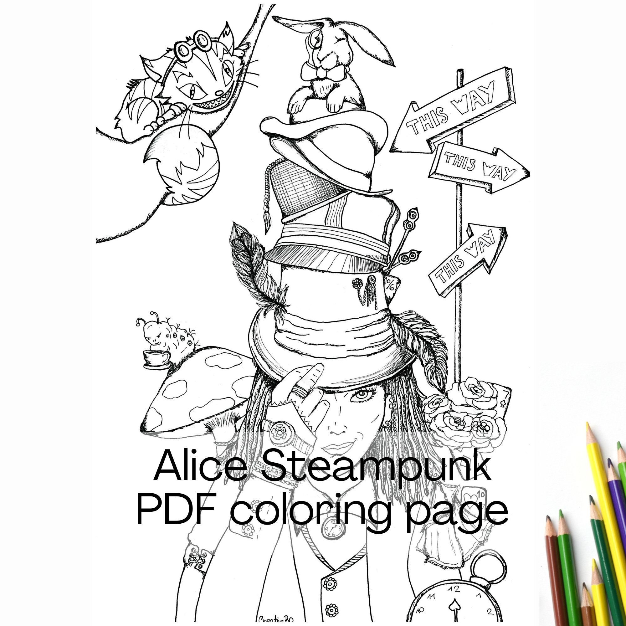 alice wonderland coloring pages