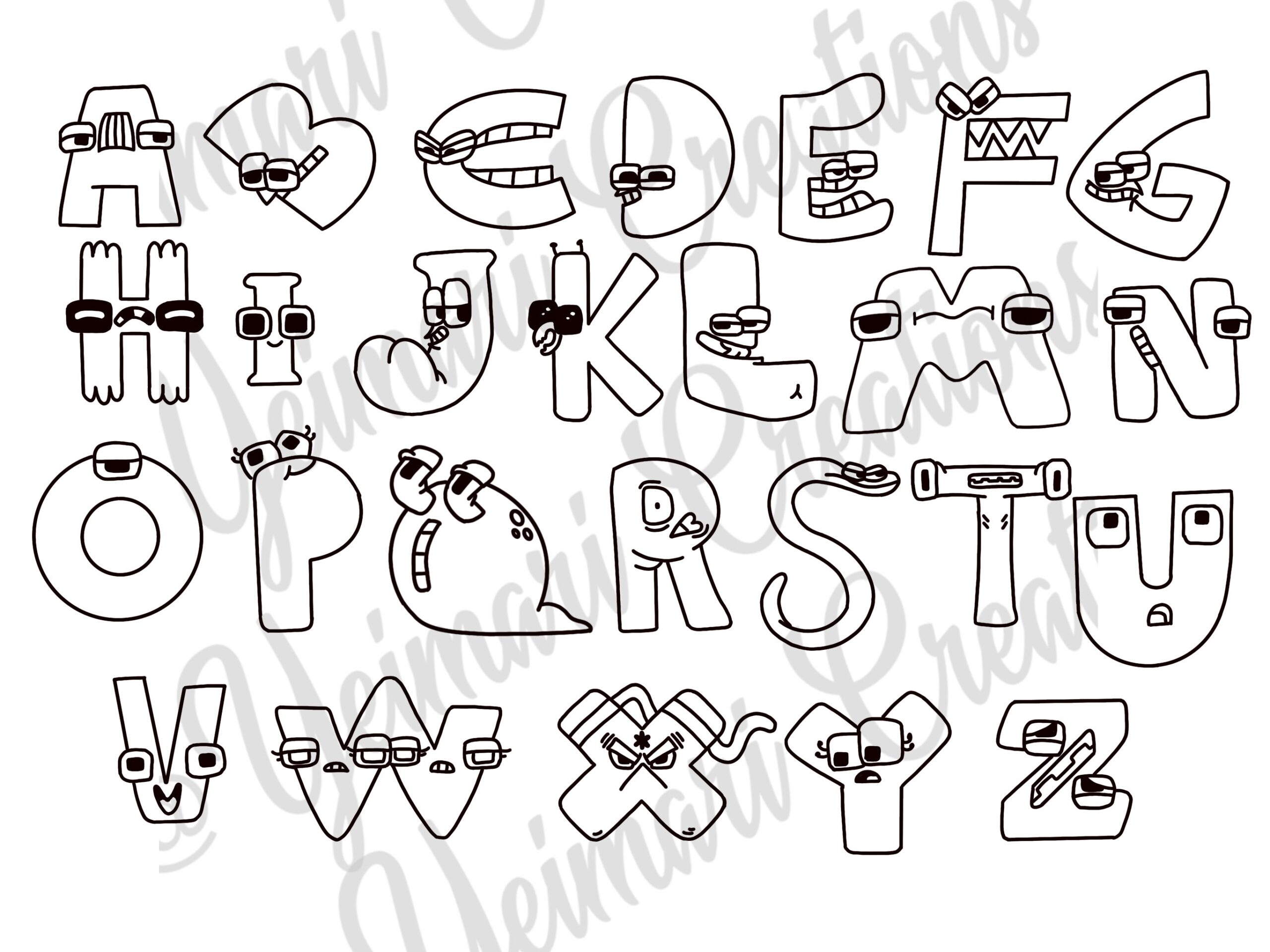 Alphabet Lore Coloring Page Alphabet Lore Outline Png File Etsy Israel
