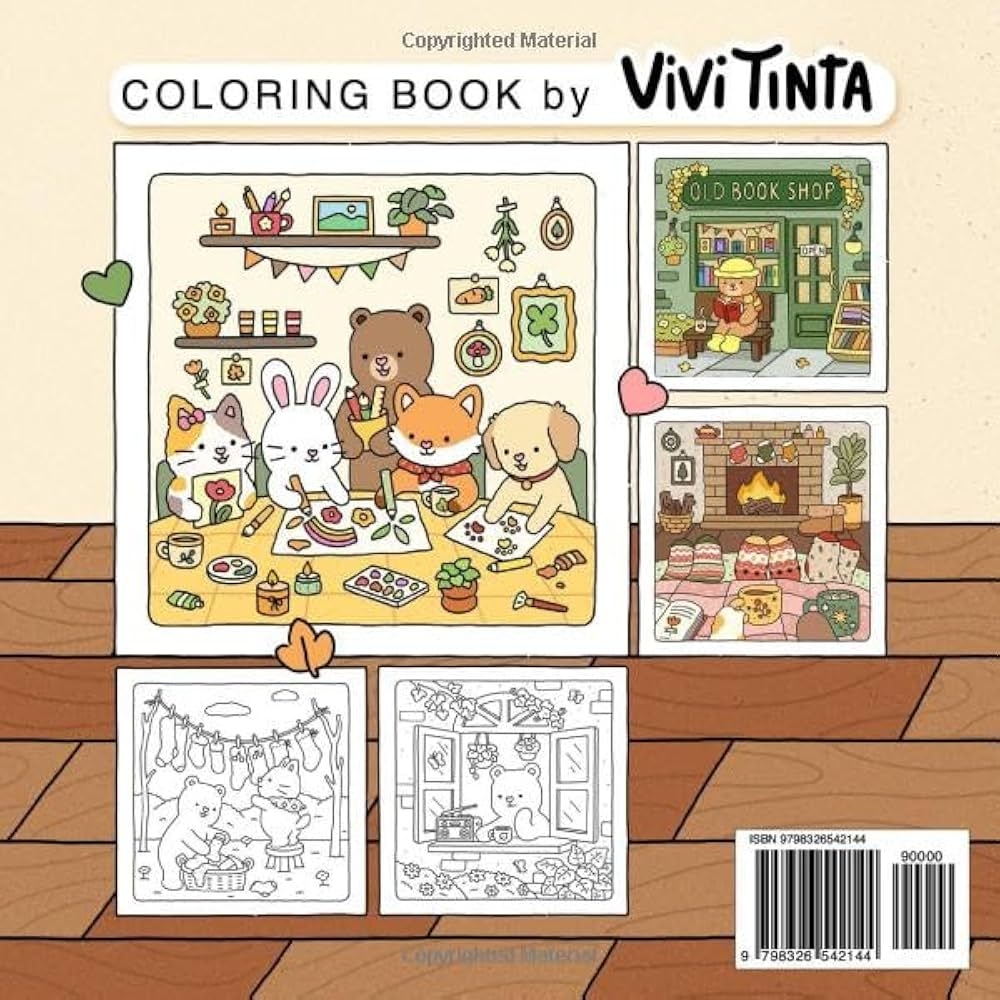 Amazon Fuzzy Hygge Cute And Cozy Coloring Book For Adults Teens Featuring Adorable Animals Characters For Stress Relief Fuzzy Friends Coloring 9798326542144 Tinta Vivi Books