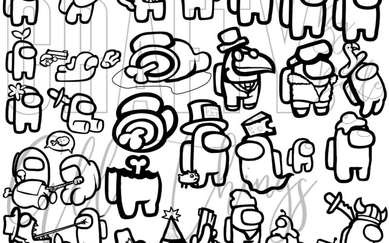 Among Us Coloring Sheets 36 Digital PDF Coloring Pages Etsy Denmark