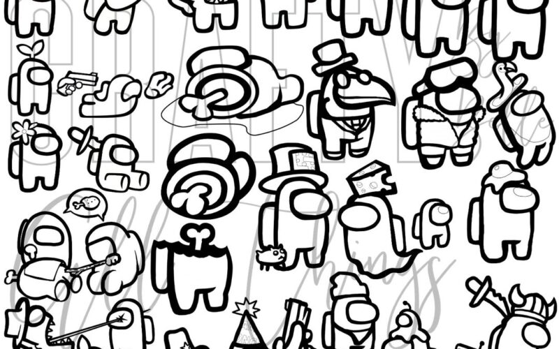 Among Us Coloring Sheets 36 Digital PDF Coloring Pages Etsy Hong Kong