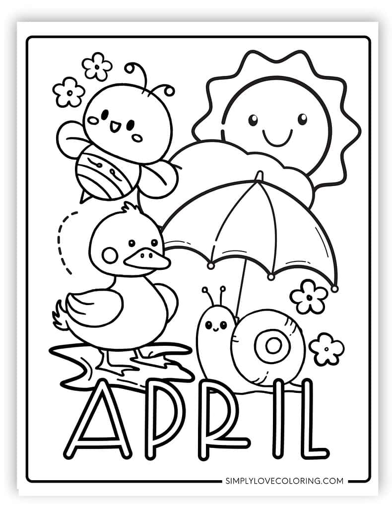 April Coloring Pages 8 Free PDF Printables Simply Love Coloring
