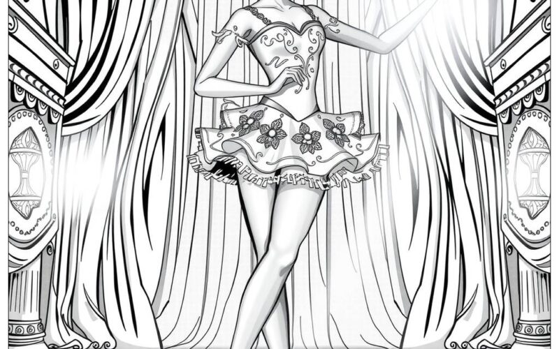 Barbie Ballerina Dancing On Stage Coloring Page Free PDF PNG Printable