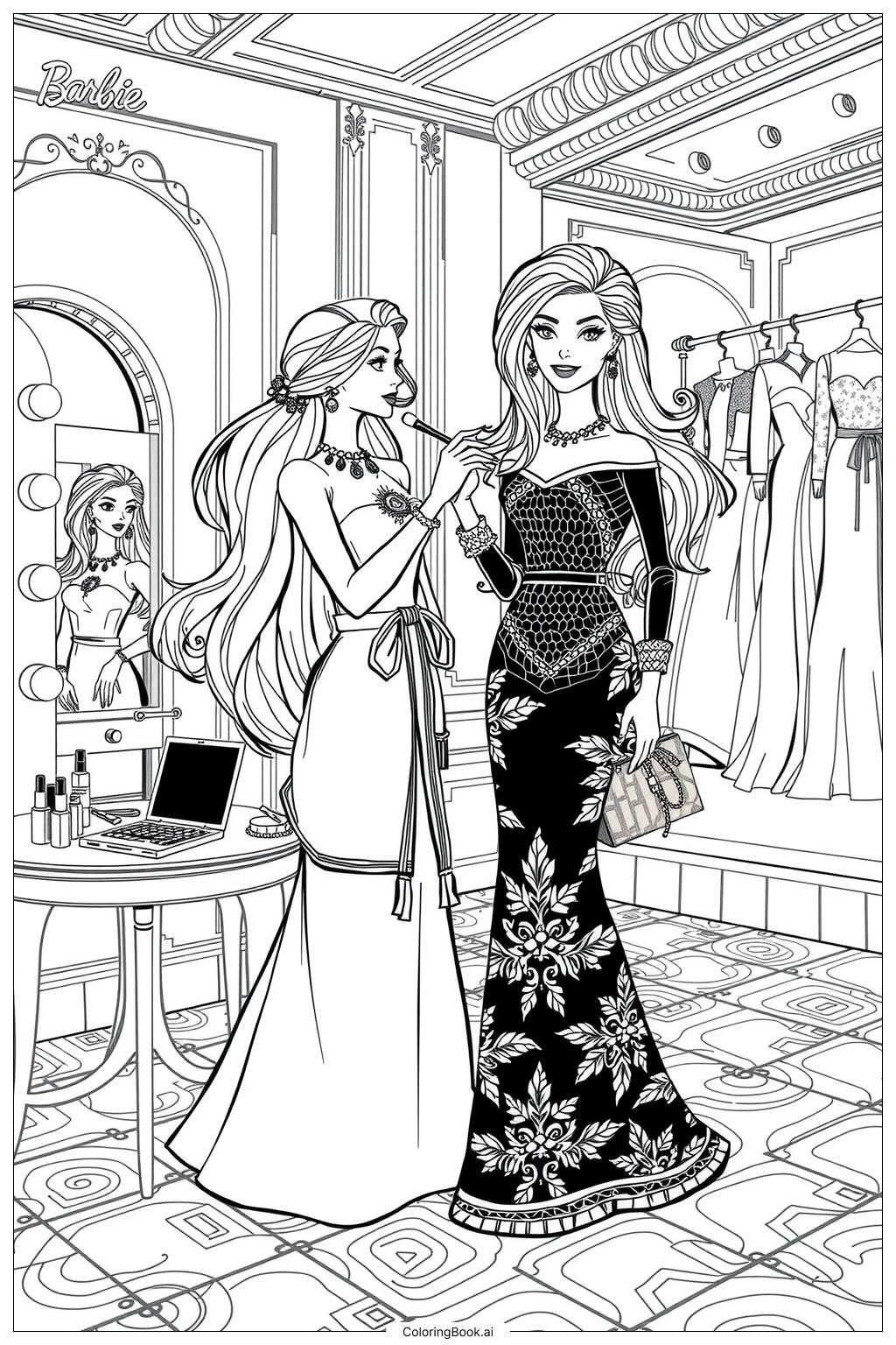 coloring page barbie