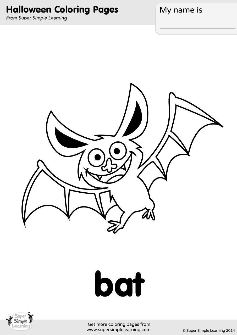 Bat Coloring Page Super Simple