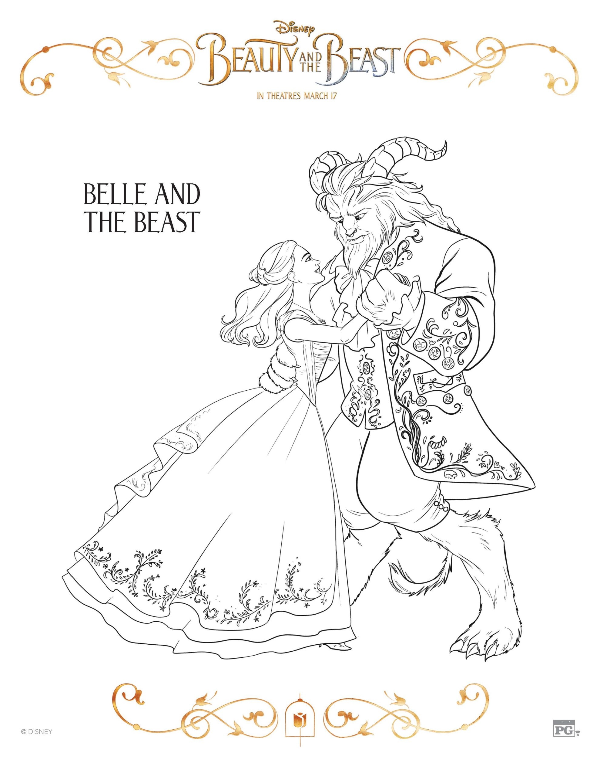 beauty and the beast coloring pages beauty and the beast coloring pages