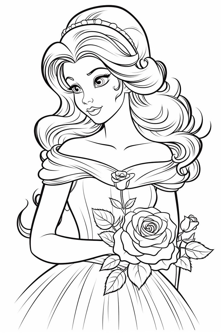 disney belle coloring pages