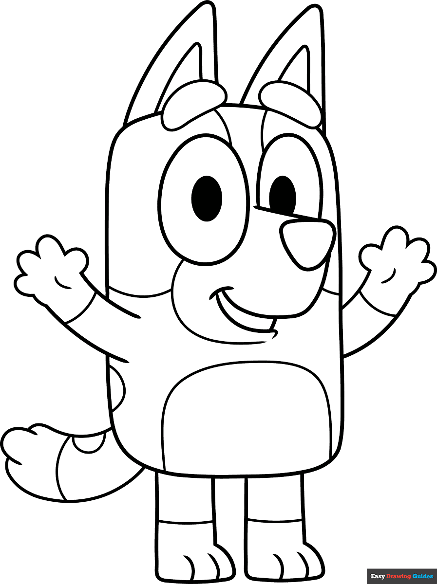 Bingo From Bluey Coloring Page Easy Drawing Guides