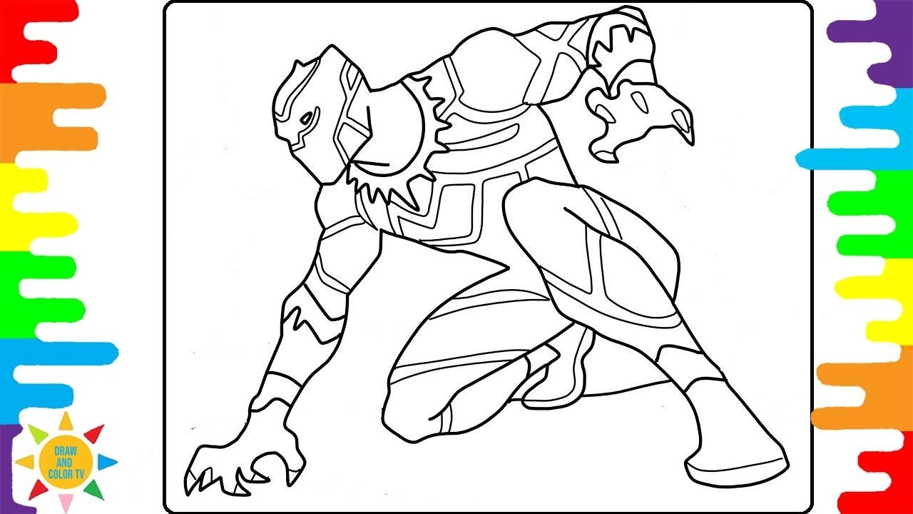 Black Panther Coloring Pages Avenger Coloring Pages Draw And Color TV YouTube