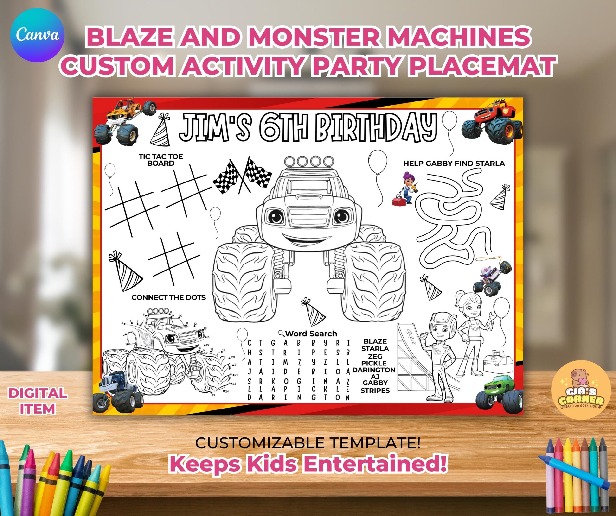 Blaze Coloring Page Etsy