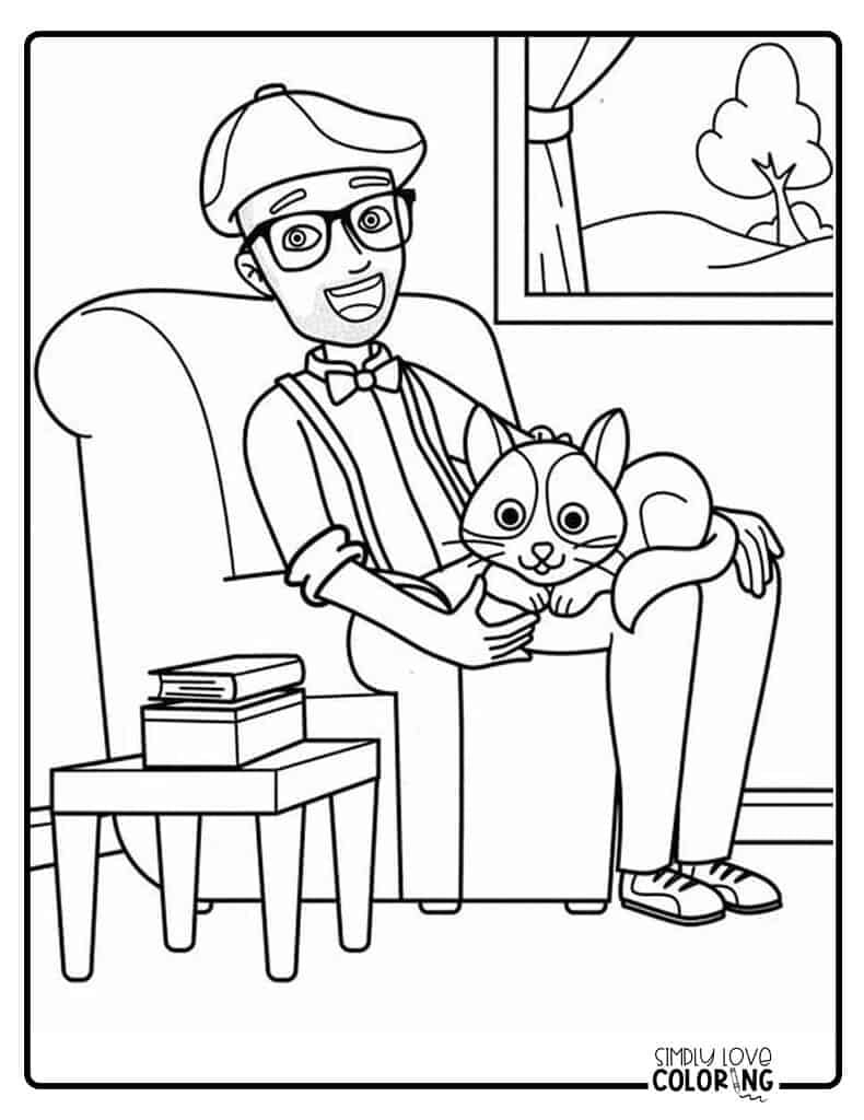 Blippi And Her Adorable Cat Blippi Coloring Pages