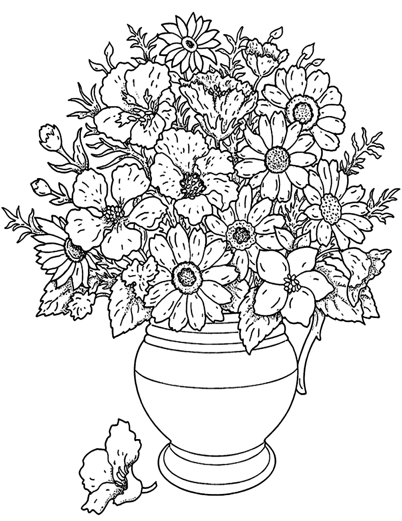 flower coloring pages for adults
