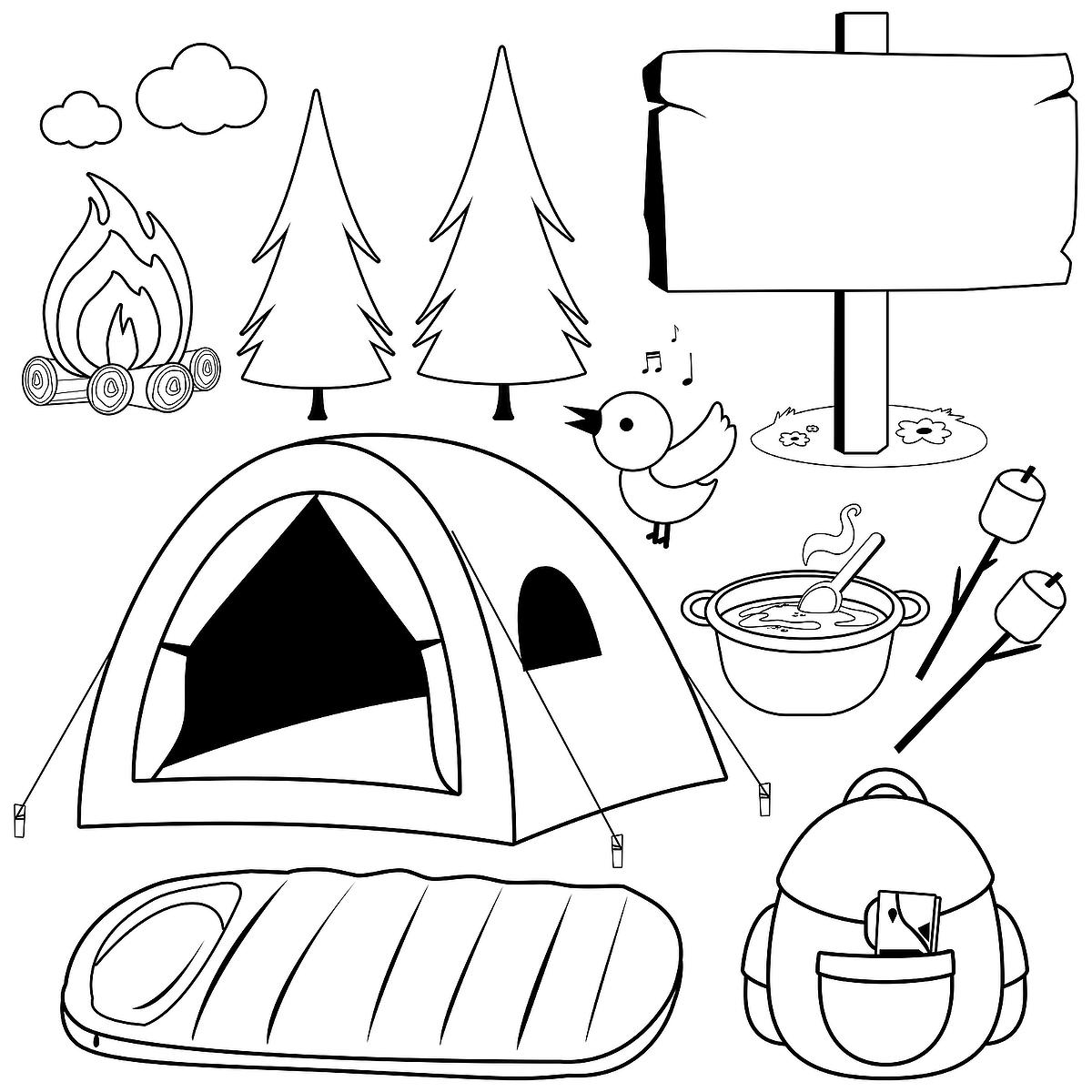 camping color pages