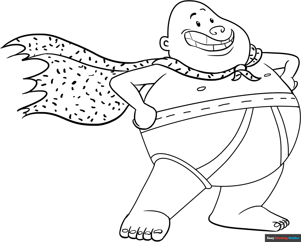 Captain Underpants Coloring Page Easy Drawing Guides