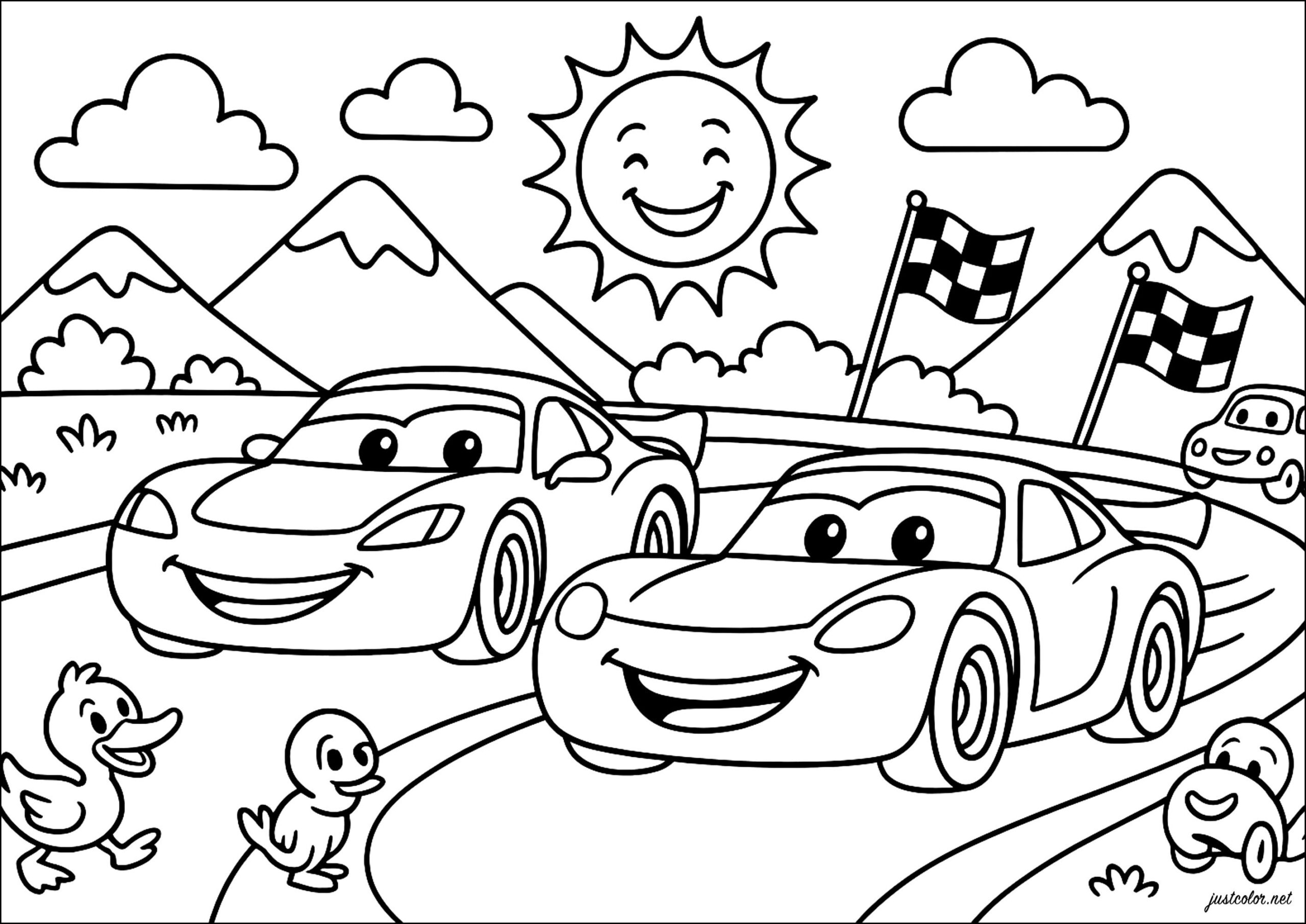 coloring page cars