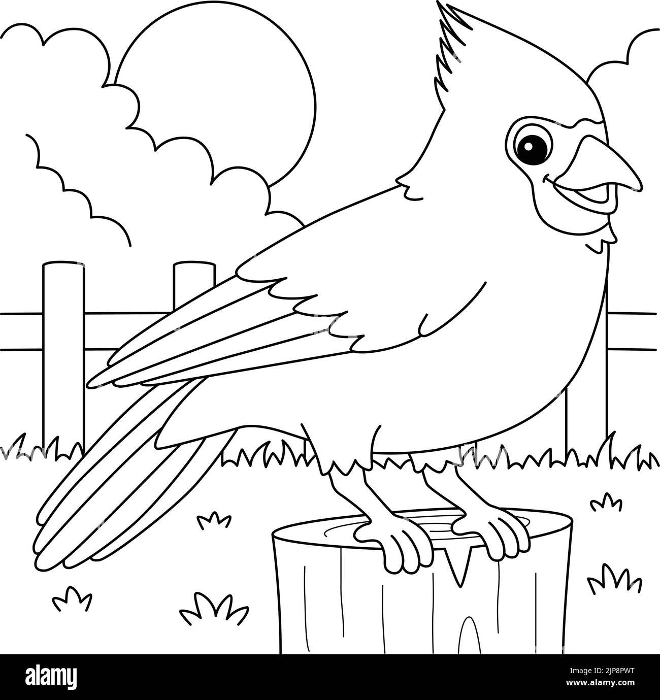 Cardinal Animal Coloring Page For Kids Stock Vector Image Art Alamy