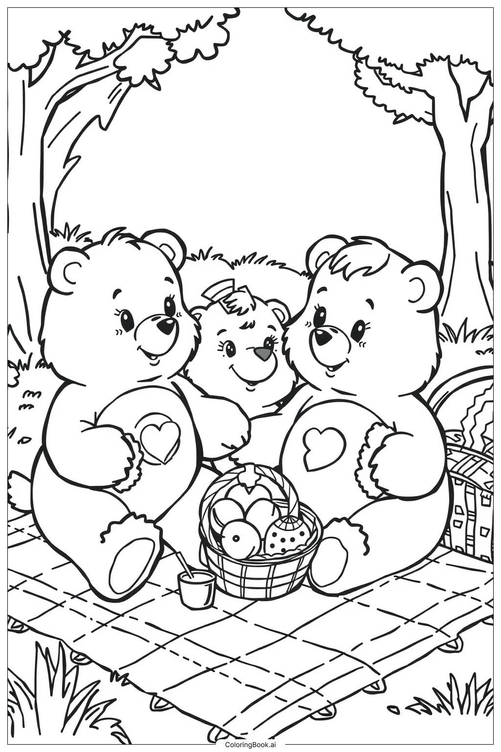 Care Bear Cousins Having A Picnic Coloring Page Free PDF PNG Printable Care Bear Cousins Having A Picnic Coloring Page Free PDF PNG Printable