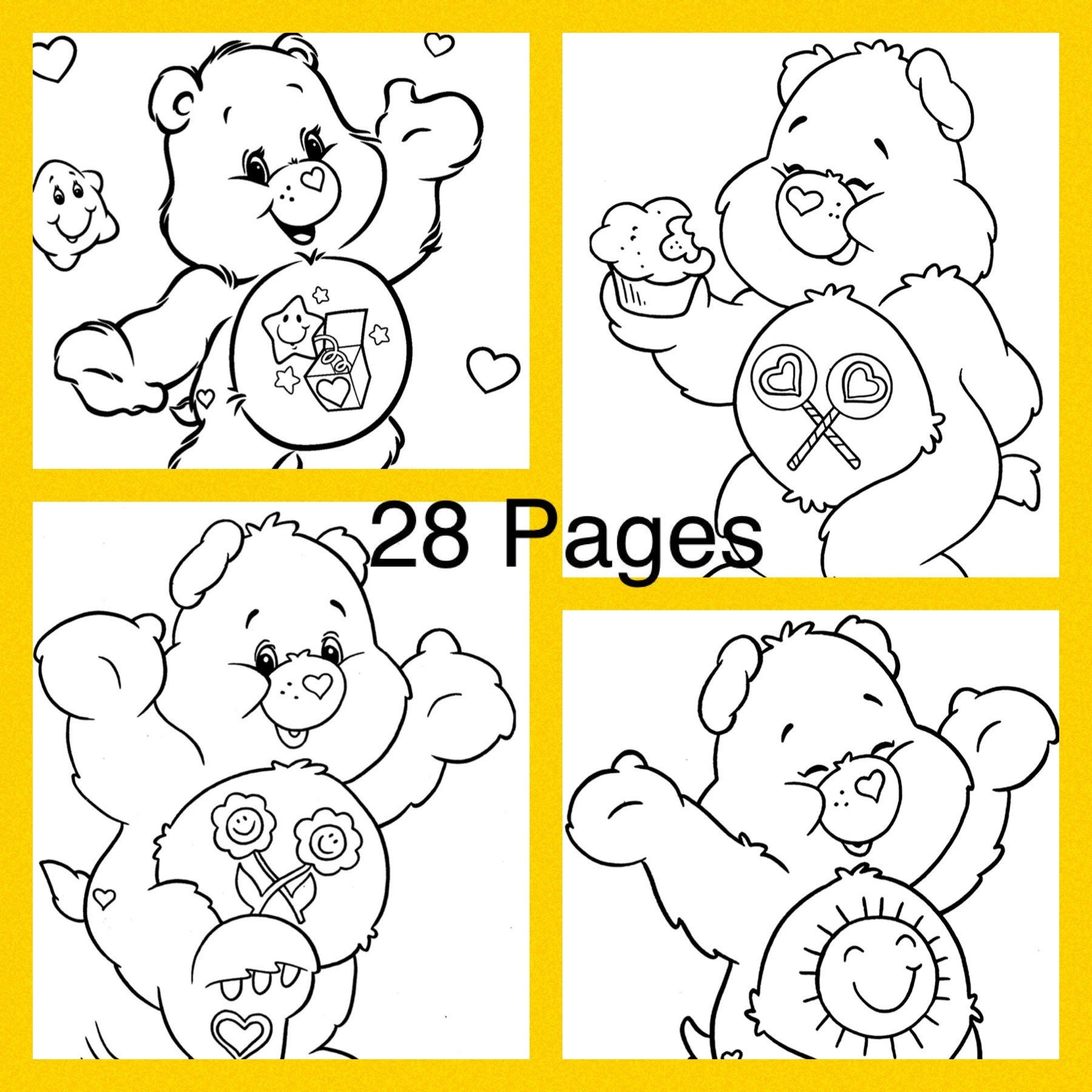 Care Bear Printable Coloring Pages Etsy Care Bear Printable Coloring Pages Etsy